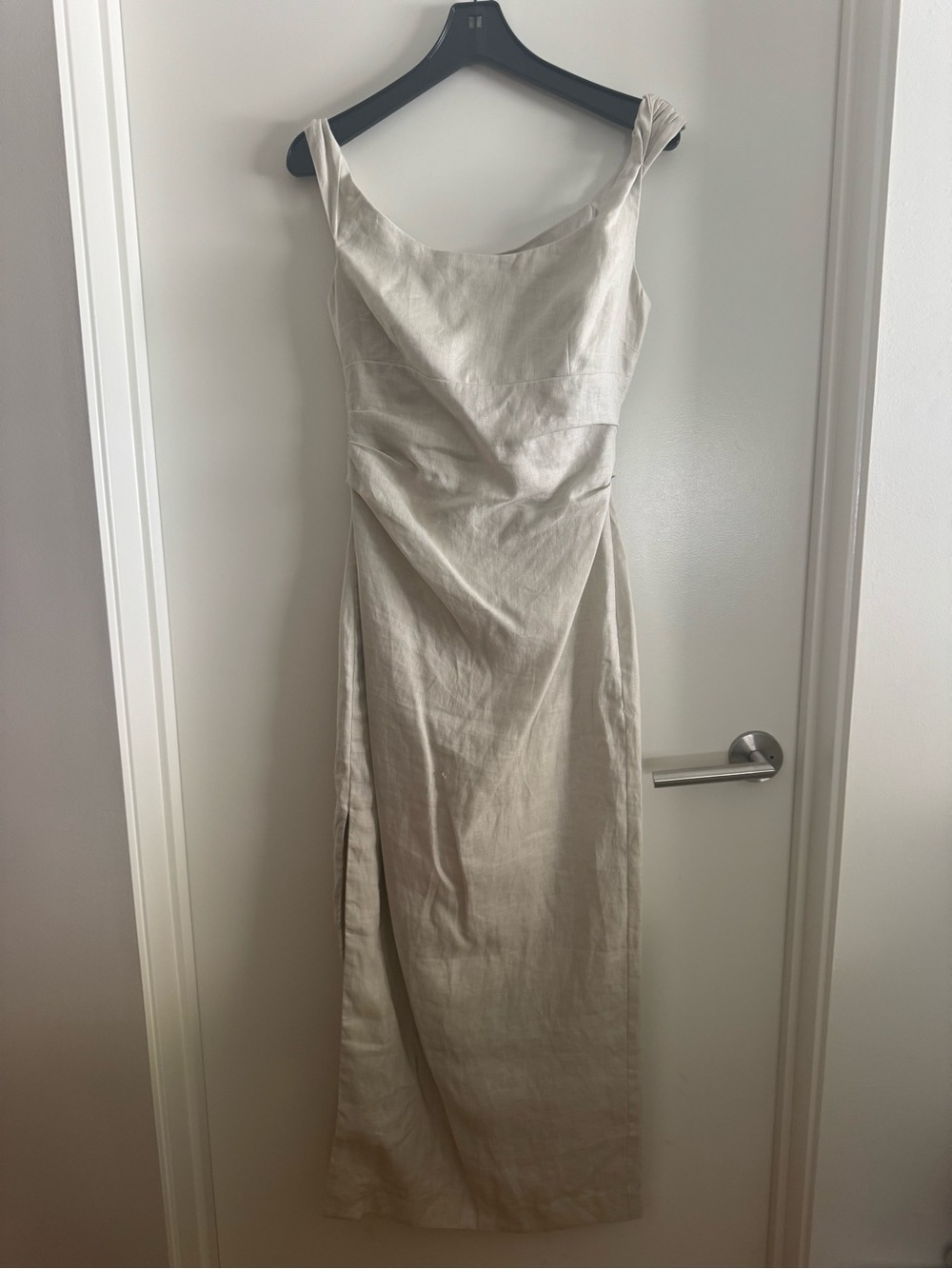 SIR the label Cream Sleeveless Linen-Blend Midi Dress